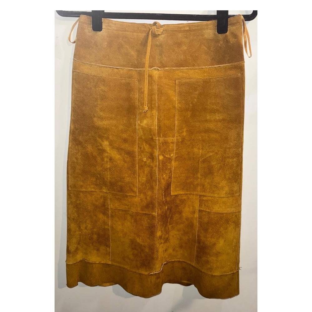 Wilsons Leather Suede Patchwork Midi Skirt Brown 4 S/XS Boho Western Modest